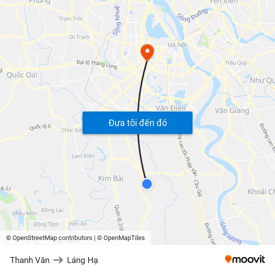 Thanh Văn to Láng Hạ map