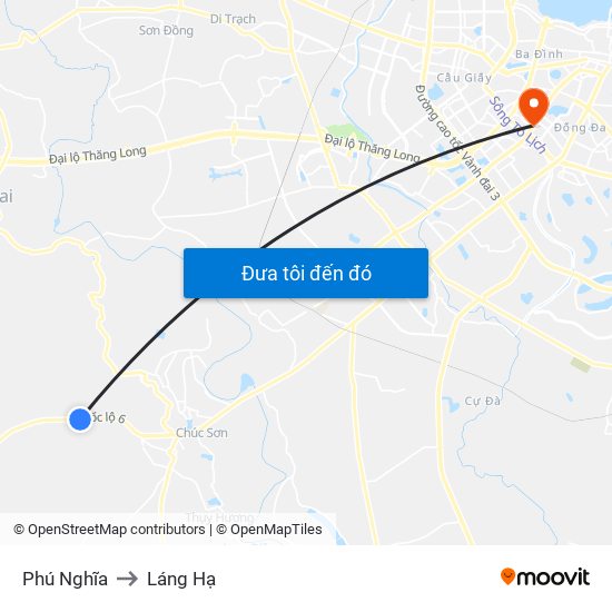 Phú Nghĩa to Láng Hạ map