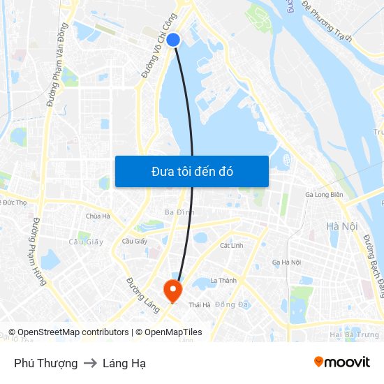 Phú Thượng to Láng Hạ map