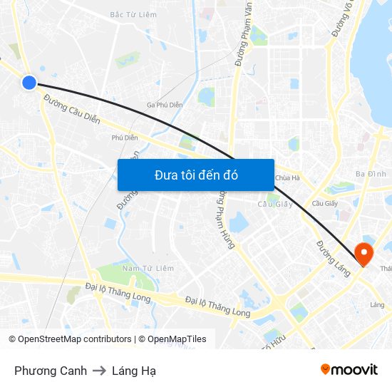 Phương Canh to Láng Hạ map