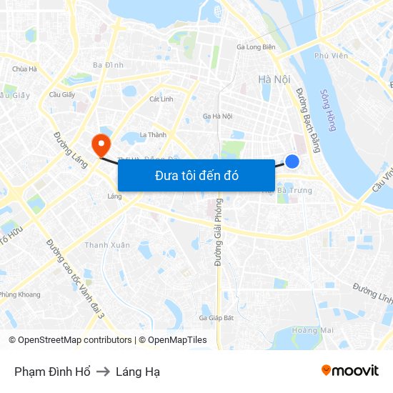 Phạm Đình Hổ to Láng Hạ map