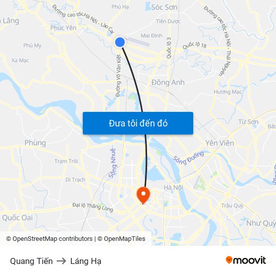 Quang Tiến to Láng Hạ map