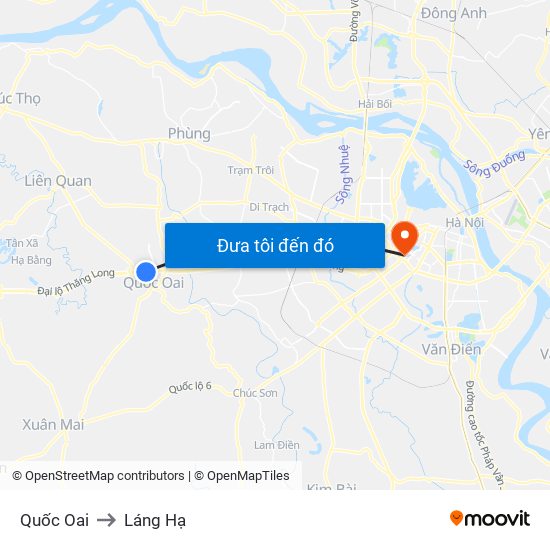 Quốc Oai to Láng Hạ map