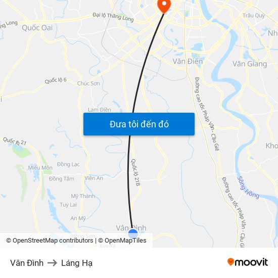 Vân Đình to Láng Hạ map