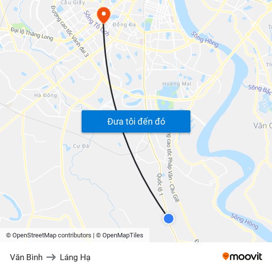 Văn Bình to Láng Hạ map
