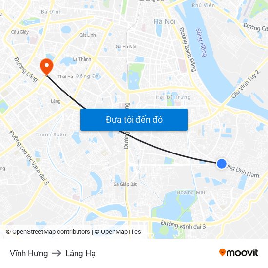 Vĩnh Hưng to Láng Hạ map
