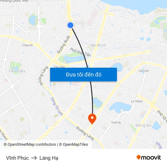 Vĩnh Phúc to Láng Hạ map