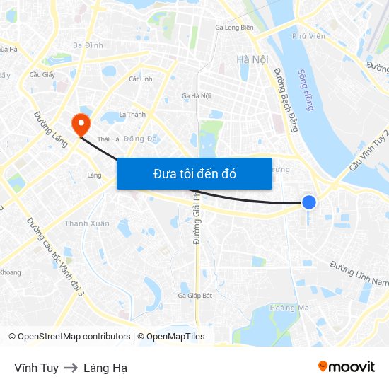 Vĩnh Tuy to Láng Hạ map