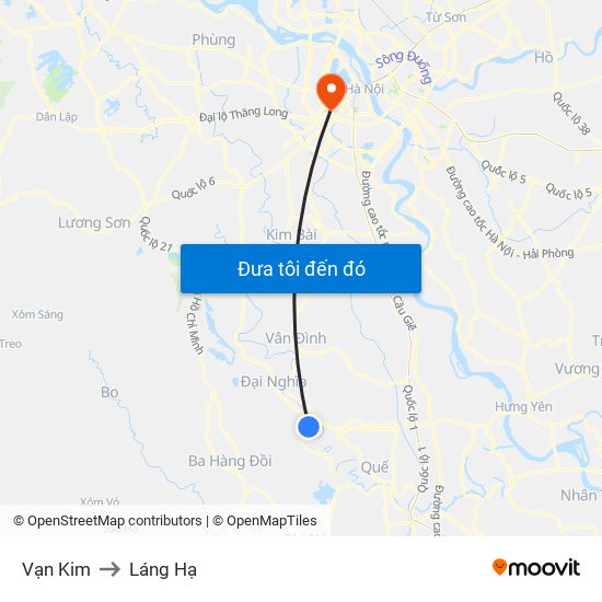 Vạn Kim to Láng Hạ map