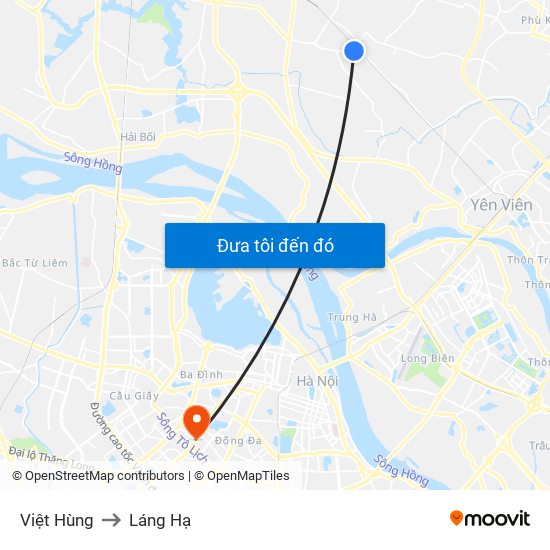 Việt Hùng to Láng Hạ map