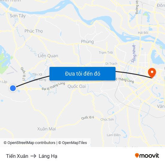 Tiến Xuân to Láng Hạ map