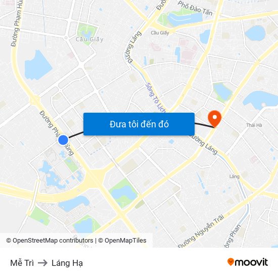 Mễ Trì to Láng Hạ map