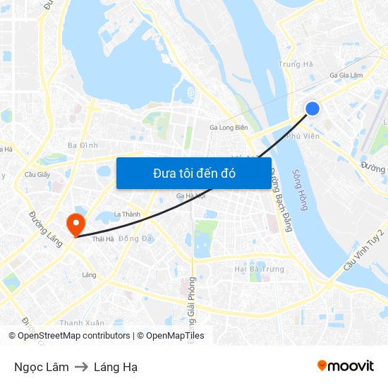Ngọc Lâm to Láng Hạ map