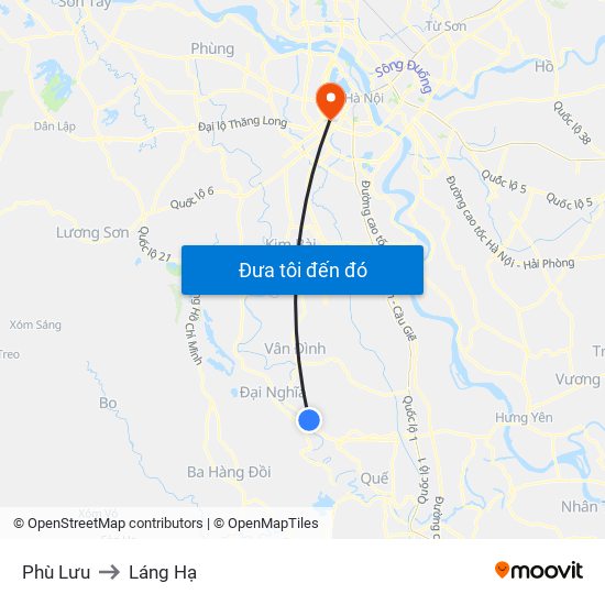 Phù Lưu to Láng Hạ map