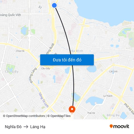 Nghĩa Đô to Láng Hạ map