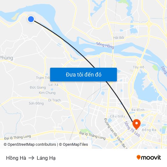Hồng Hà to Láng Hạ map