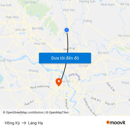 Hồng Kỳ to Láng Hạ map