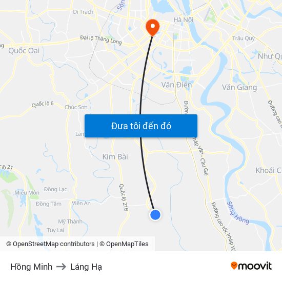 Hồng Minh to Láng Hạ map