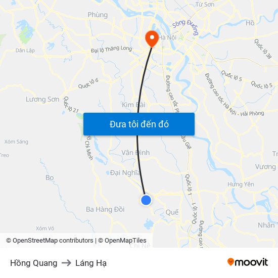 Hồng Quang to Láng Hạ map