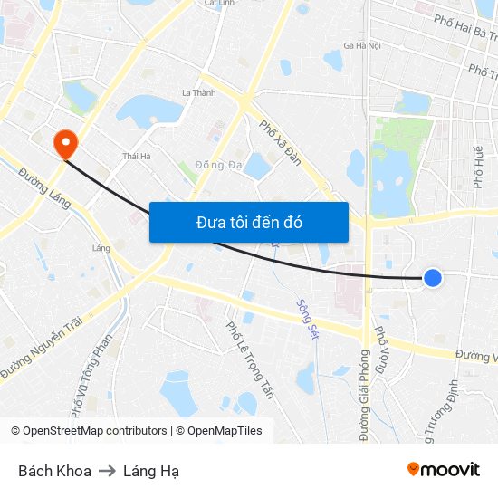 Bách Khoa to Láng Hạ map