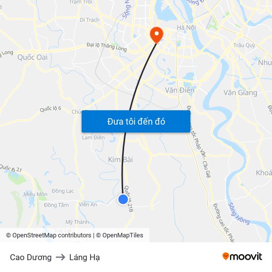 Cao Dương to Láng Hạ map