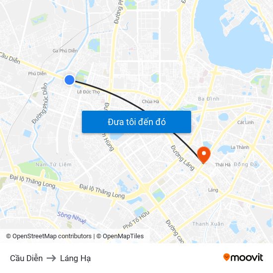 Cầu Diễn to Láng Hạ map