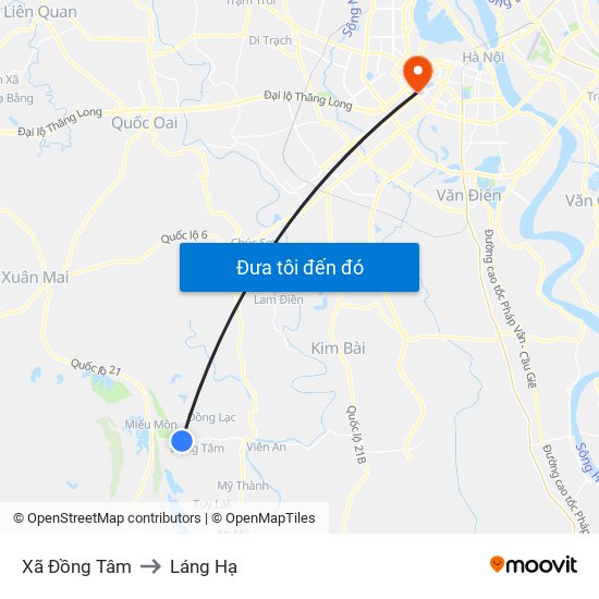Xã Đồng Tâm to Láng Hạ map
