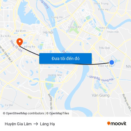 Huyện Gia Lâm to Láng Hạ map