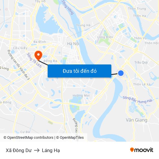 Xã Đông Dư to Láng Hạ map