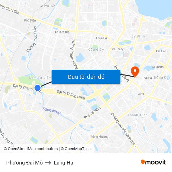 Phường Đại Mỗ to Láng Hạ map