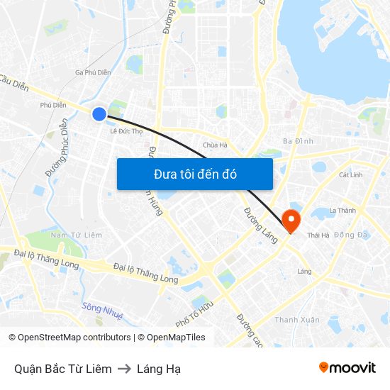 Quận Bắc Từ Liêm to Láng Hạ map