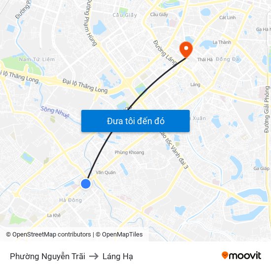 Phường Nguyễn Trãi to Láng Hạ map