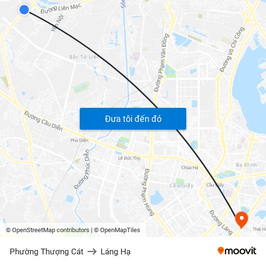 Phường Thượng Cát to Láng Hạ map