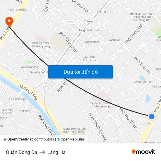 Quận Đống Đa to Láng Hạ map