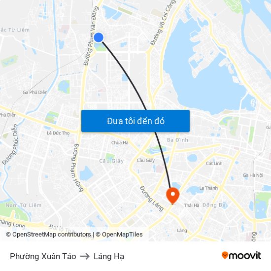 Phường Xuân Tảo to Láng Hạ map