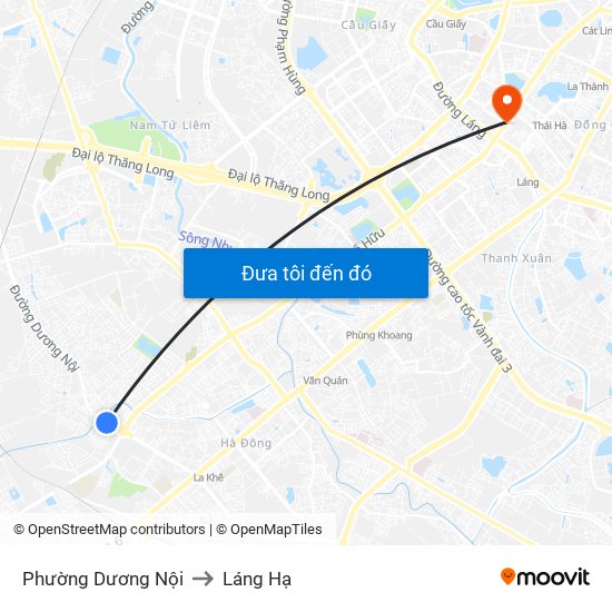 Phường Dương Nội to Láng Hạ map