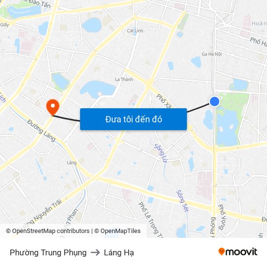 Phường Trung Phụng to Láng Hạ map