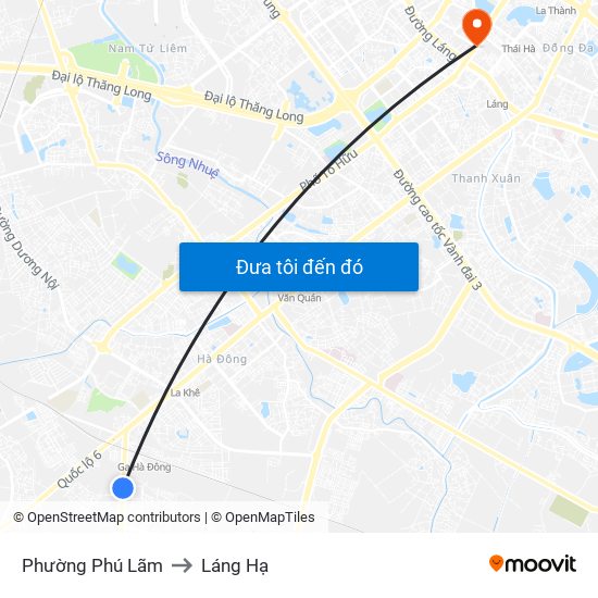 Phường Phú Lãm to Láng Hạ map