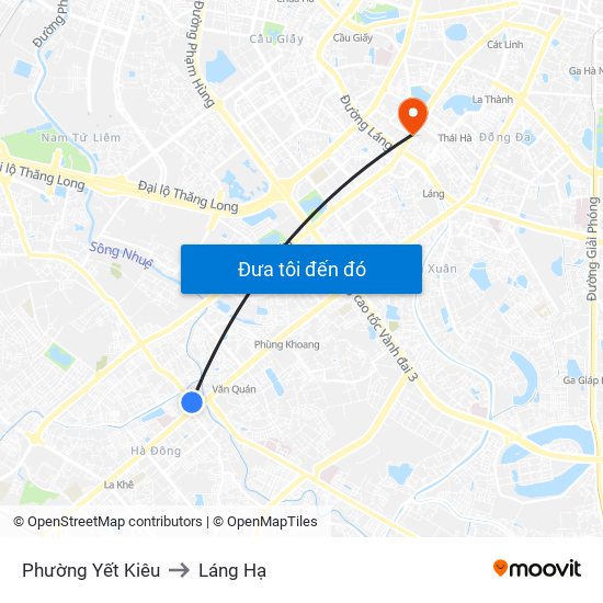 Phường Yết Kiêu to Láng Hạ map