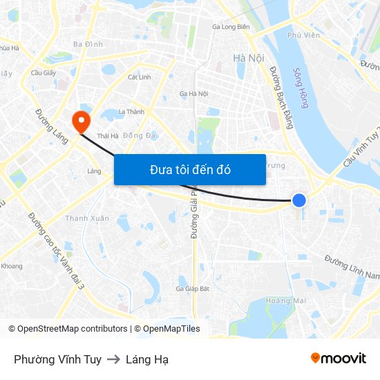 Phường Vĩnh Tuy to Láng Hạ map