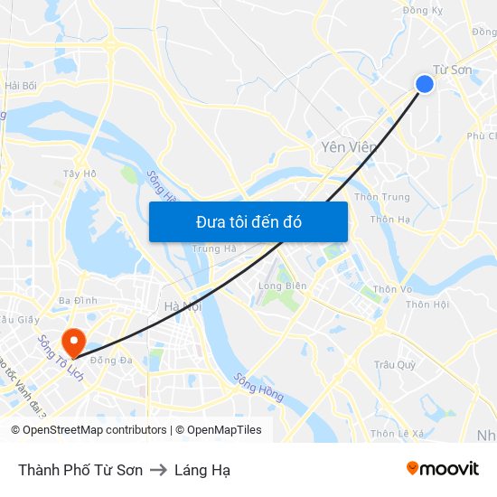 Thành Phố Từ Sơn to Láng Hạ map