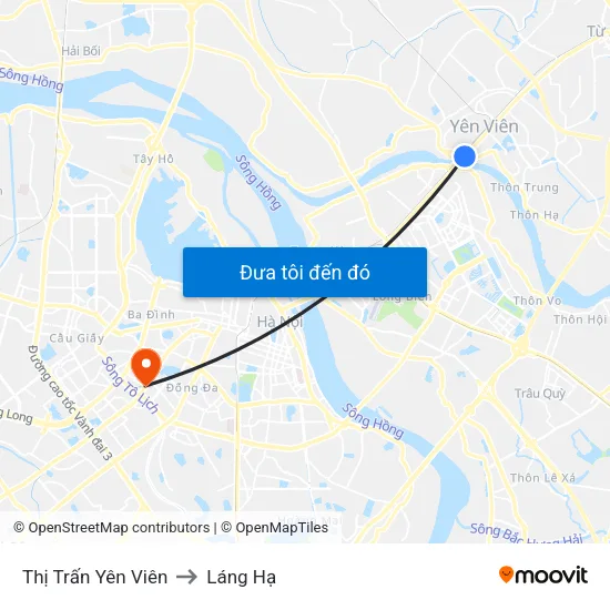 Thị Trấn Yên Viên to Láng Hạ map