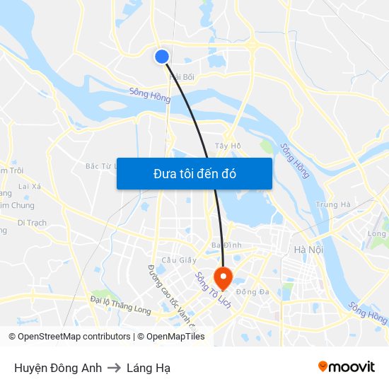 Huyện Đông Anh to Láng Hạ map