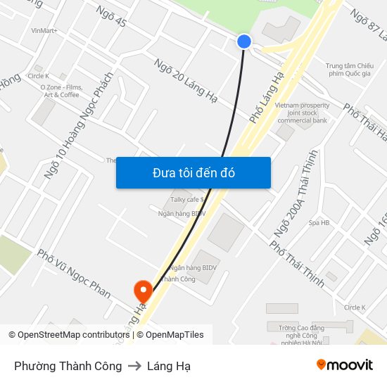 Phường Thành Công to Láng Hạ map