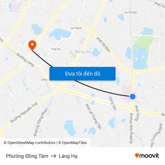 Phường Đồng Tâm to Láng Hạ map