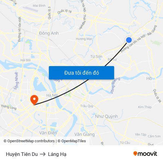Huyện Tiên Du to Láng Hạ map