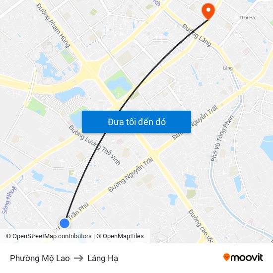 Phường Mộ Lao to Láng Hạ map