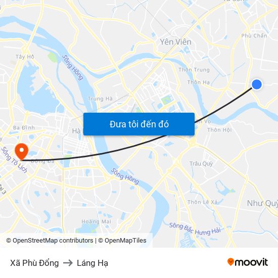 Xã Phù Đổng to Láng Hạ map