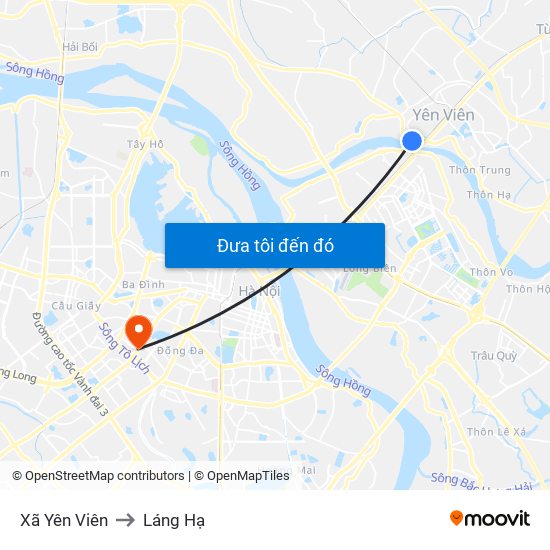 Xã Yên Viên to Láng Hạ map