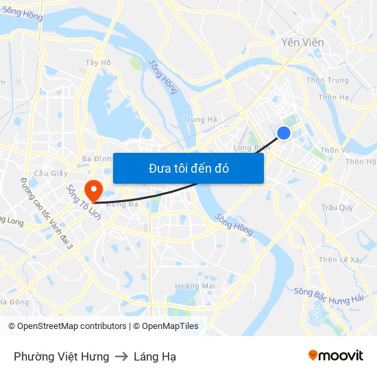 Phường Việt Hưng to Láng Hạ map